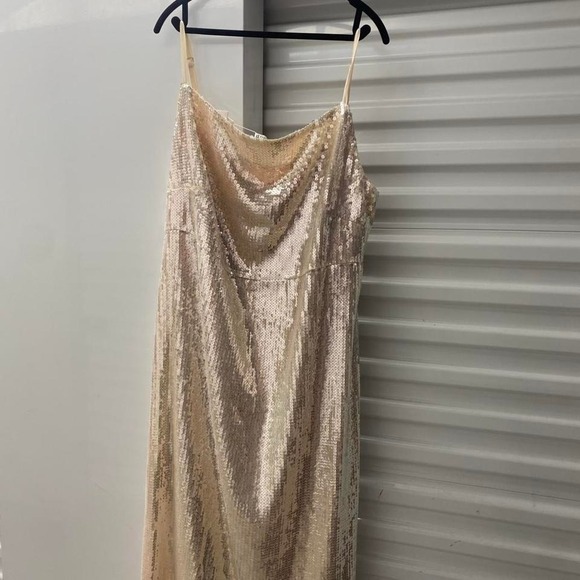 NWT ASOS brand champagne /ivory color sequin midi slip dress. Size 20/xl - Picture 3 of 4